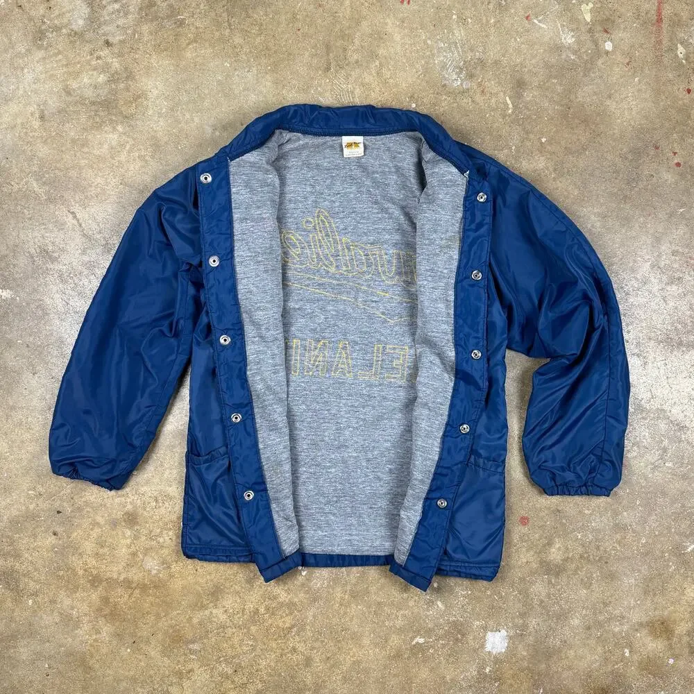 Vtg 70s‎ Russell Athletic Coach Jacket Youth Medium Blue Cavaliers Appliqué